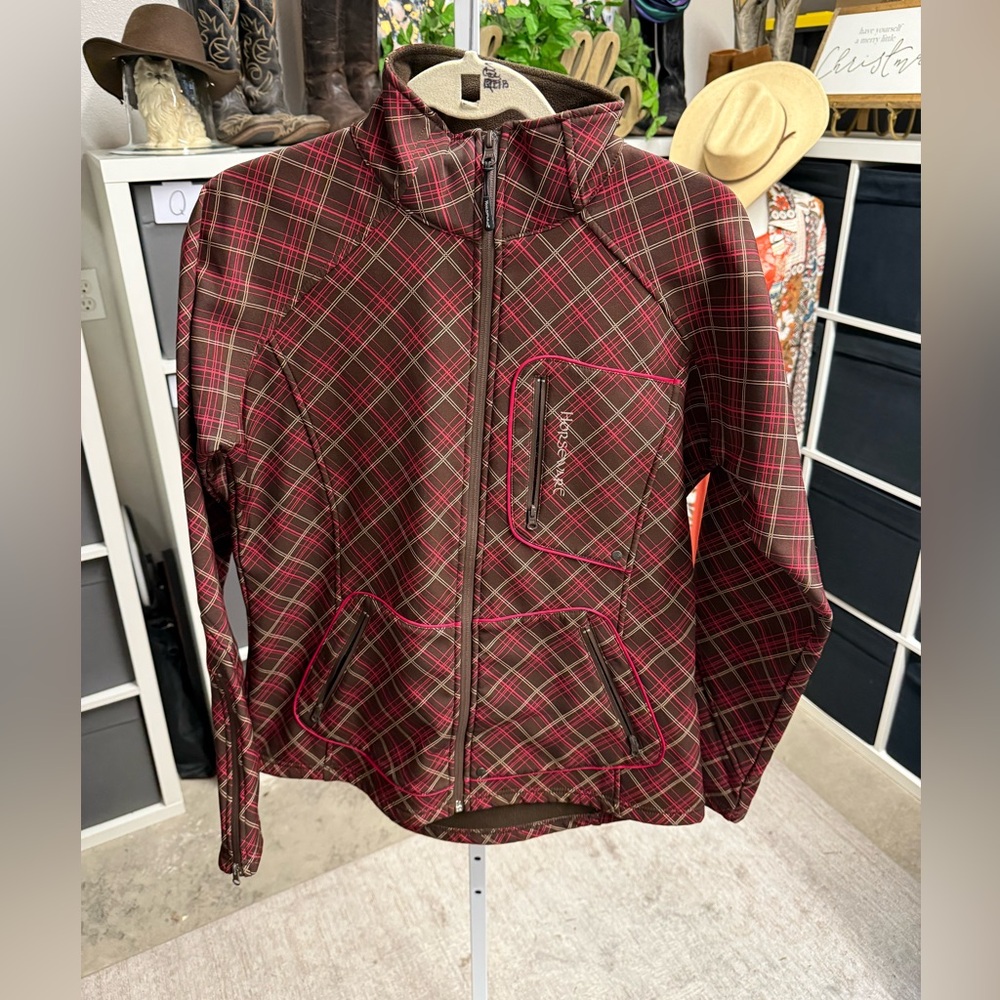 Houseware Ireland Equestrian Brown Plaid Softshell Jacket